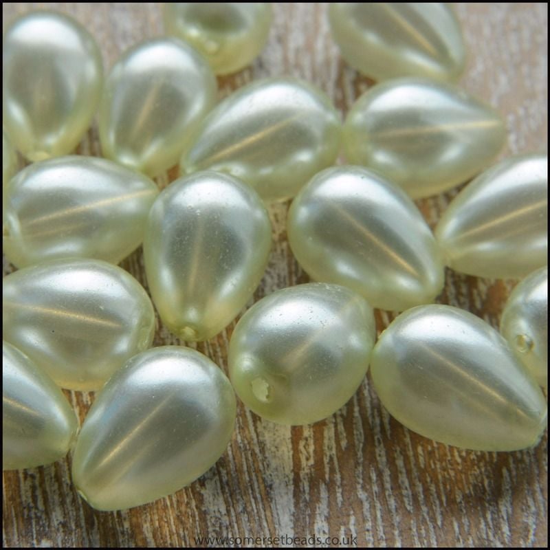 Ivory Transparent Glass Pearl Teardrops