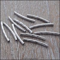 20mm Silver Coloured Twisted Curved Tube Spacer Beads