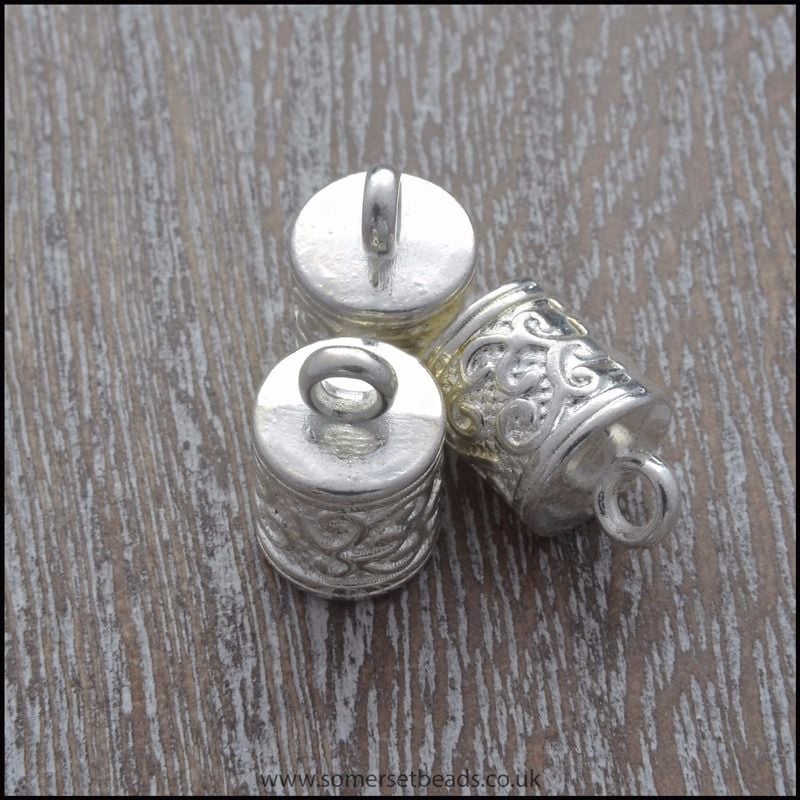 Tibetan Silver Style Patterned Cord Ends