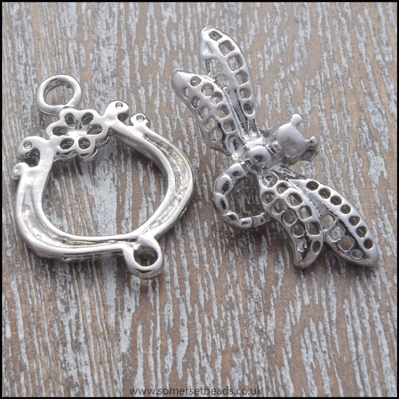 Silver Dragonfly Toggle Clasps 