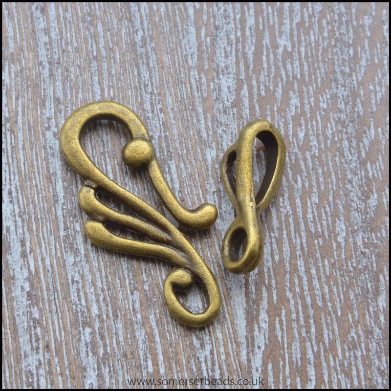 Antique Bronze Scroll Hook and Eye Clasp