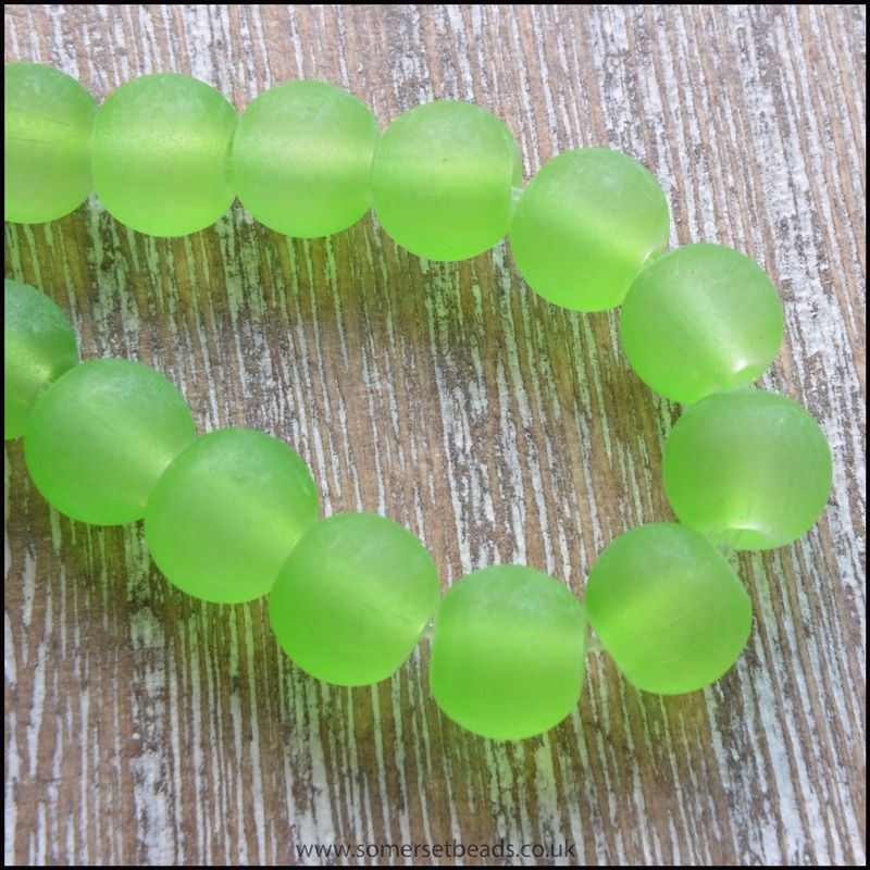 Lime Green Frosted Glass Beads 6mm