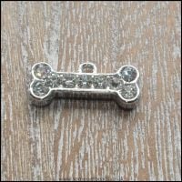 Silver Rhinestone Dog Bone Charm
