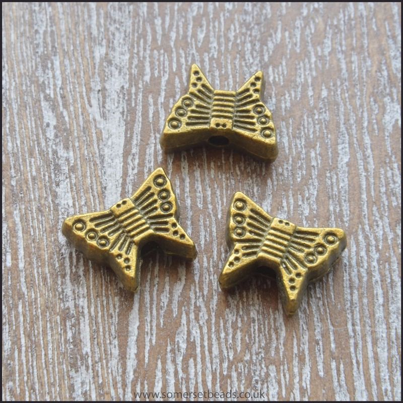  Antique Bronze Butterfly Spacer Beads