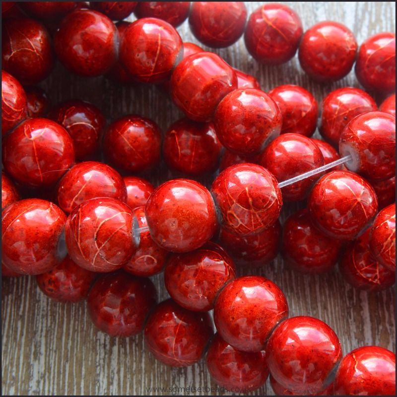 8mm Red Drawbench Glass beads
