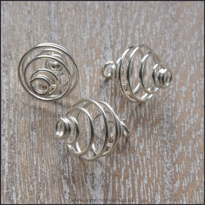 10mm Silver Plated Spiral Bead Cages