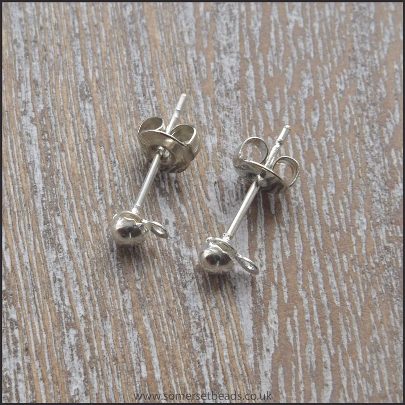 Silver Ball Earring Post Sets