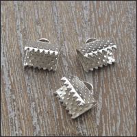 8mm Silver Plated Textured Ribbon End