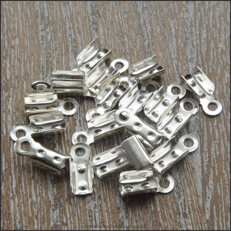 10mm Silver Plated Fold Over Cord Ends