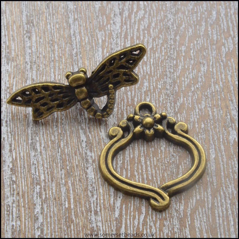 Bronze Dragonfly Toggle Clasp