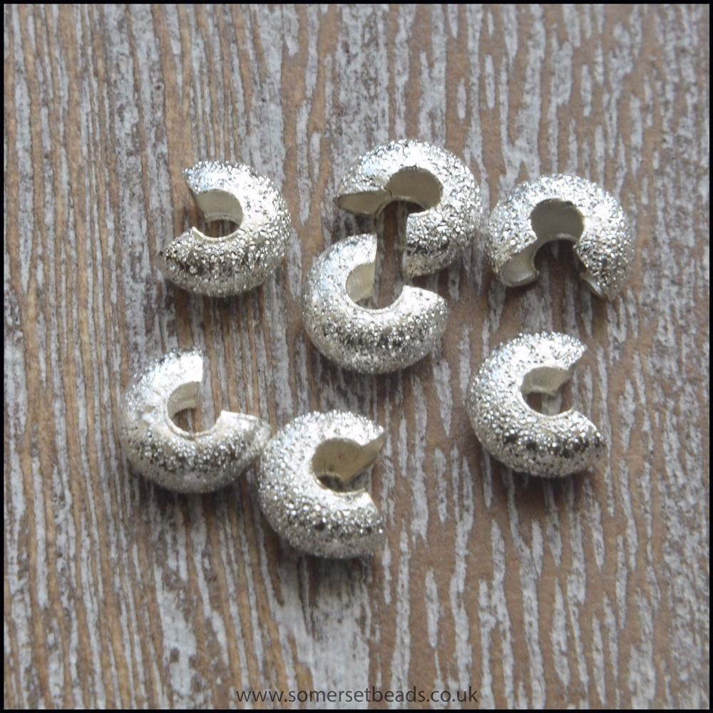 4mm Silver Plated Stardust Crimp Covers