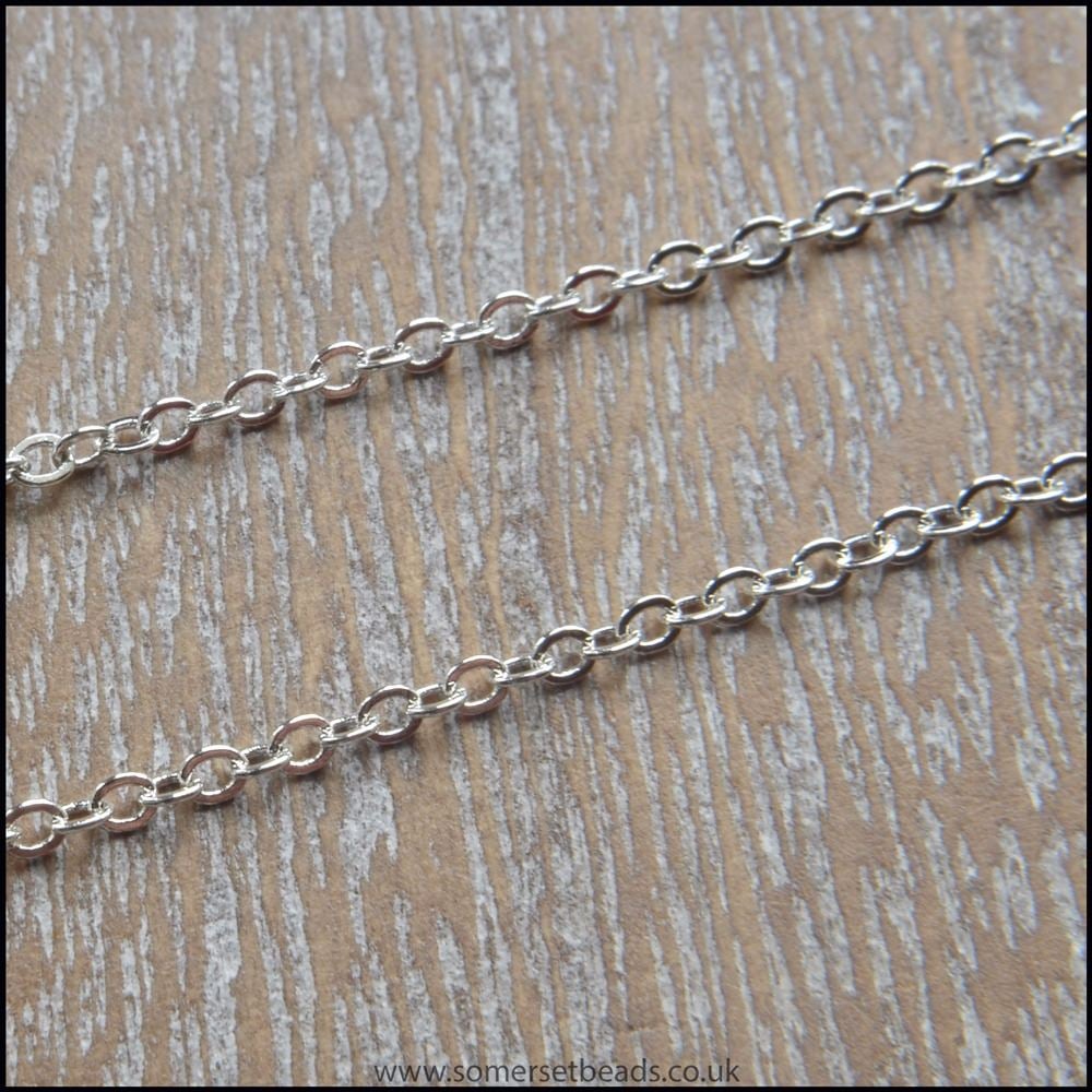 20in Silver Plated Fine Cable Chain Necklace