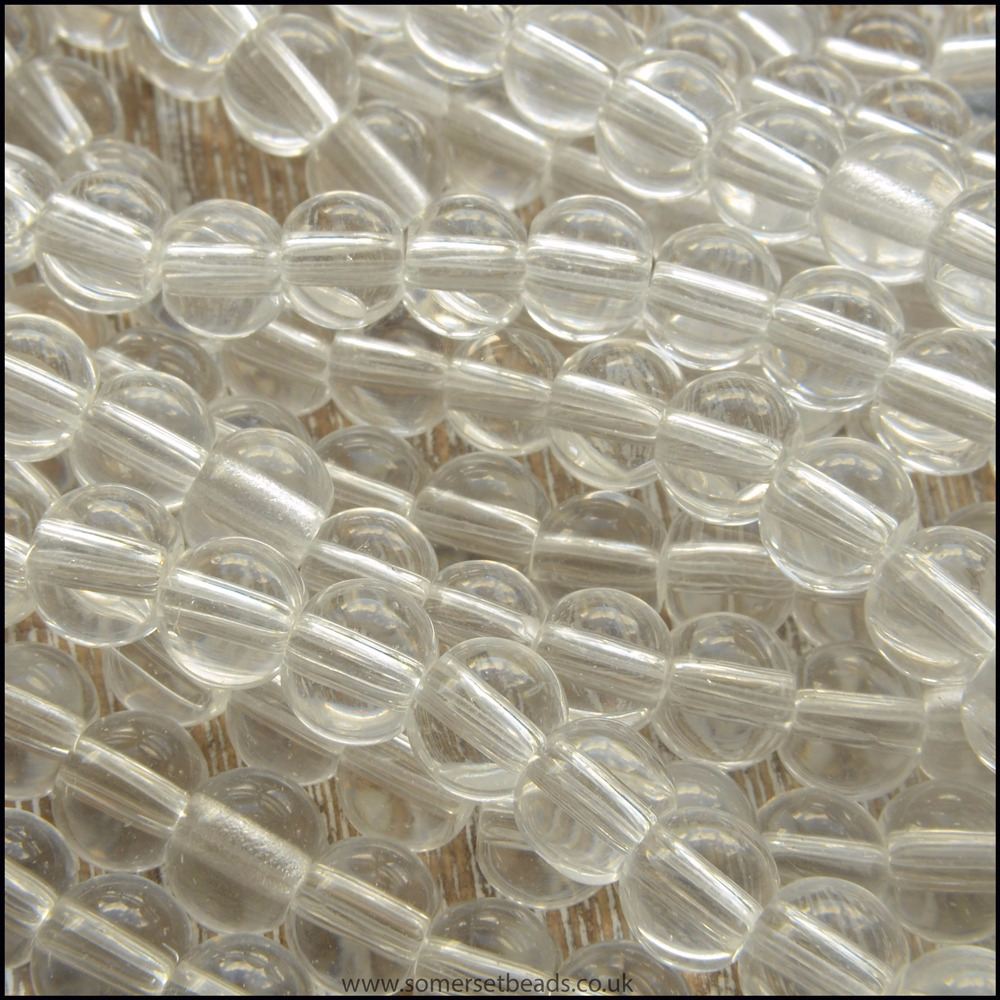 6mm Clear Glass Round Beads