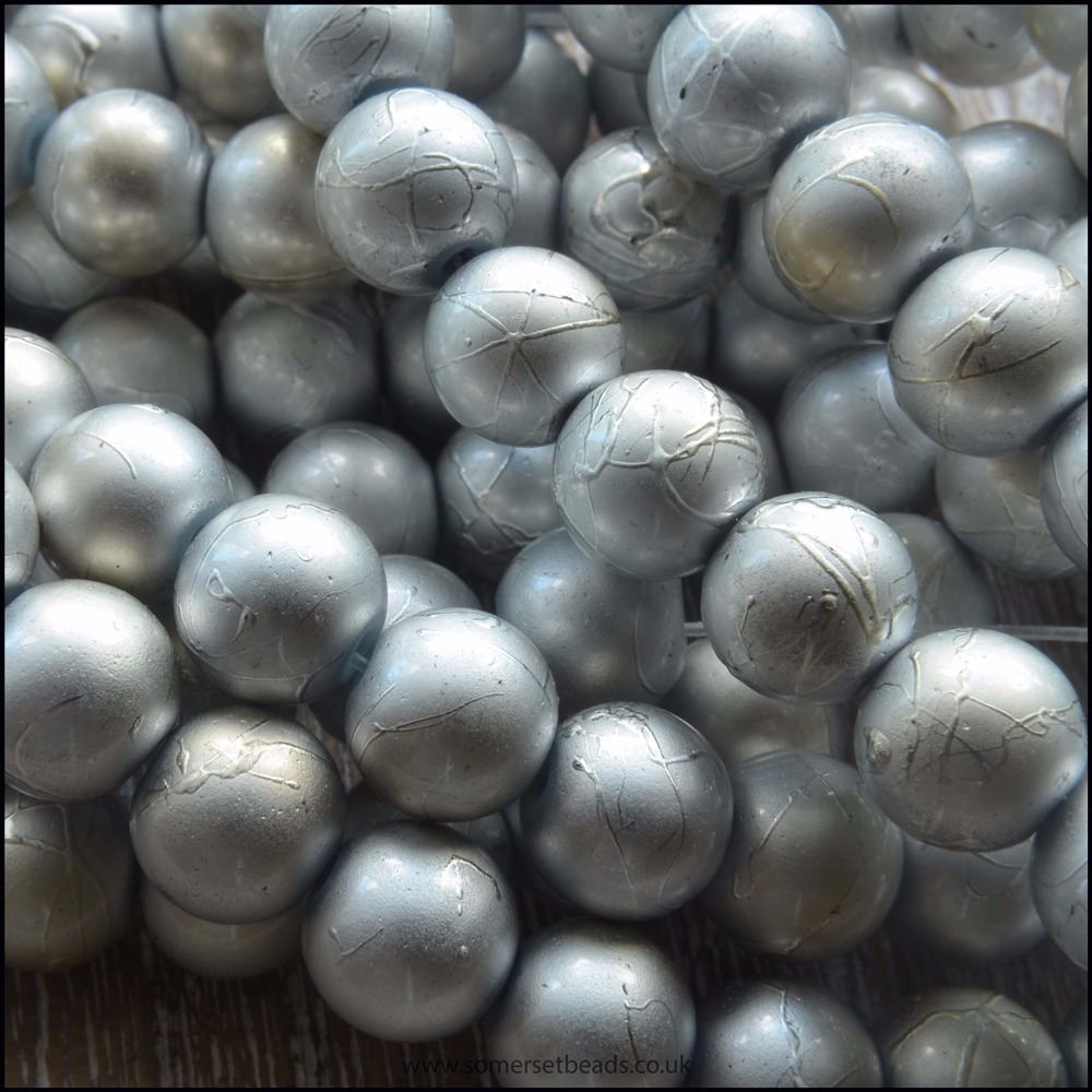 8mm Silver Drawbench Glass Beads
