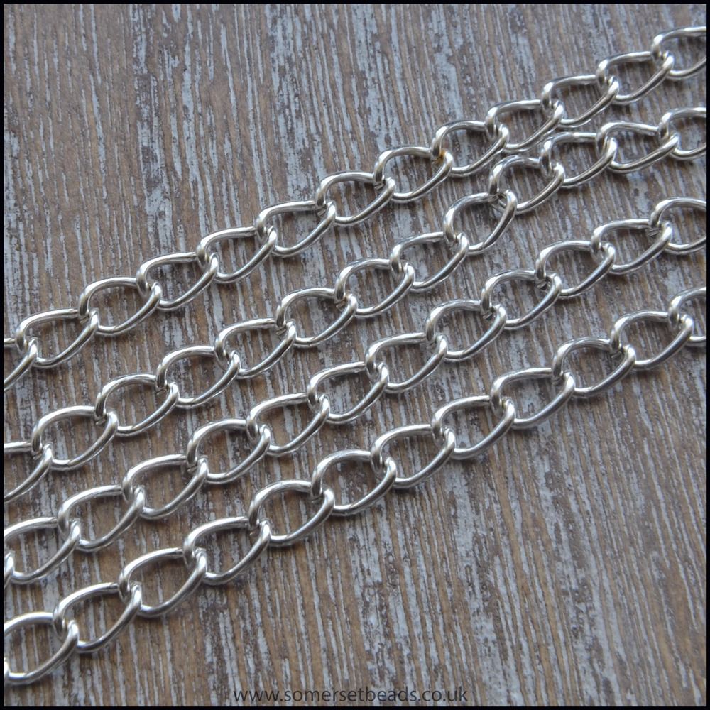Silver Plated Curb Chain 5.5mm x 3.5mm