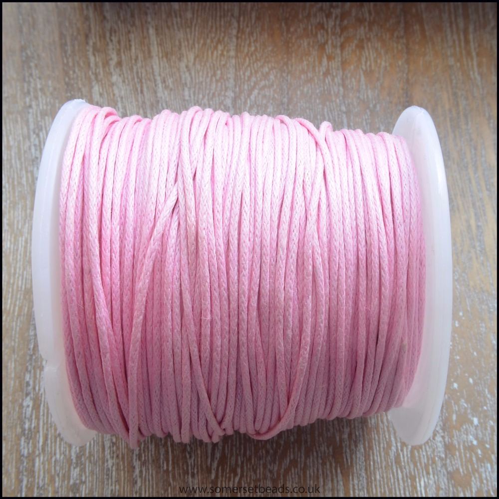 1mm Pink Waxed Cotton Cord