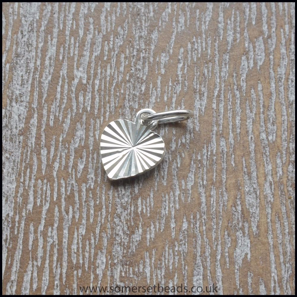 925 Sterling Silver Striped Heart Charm