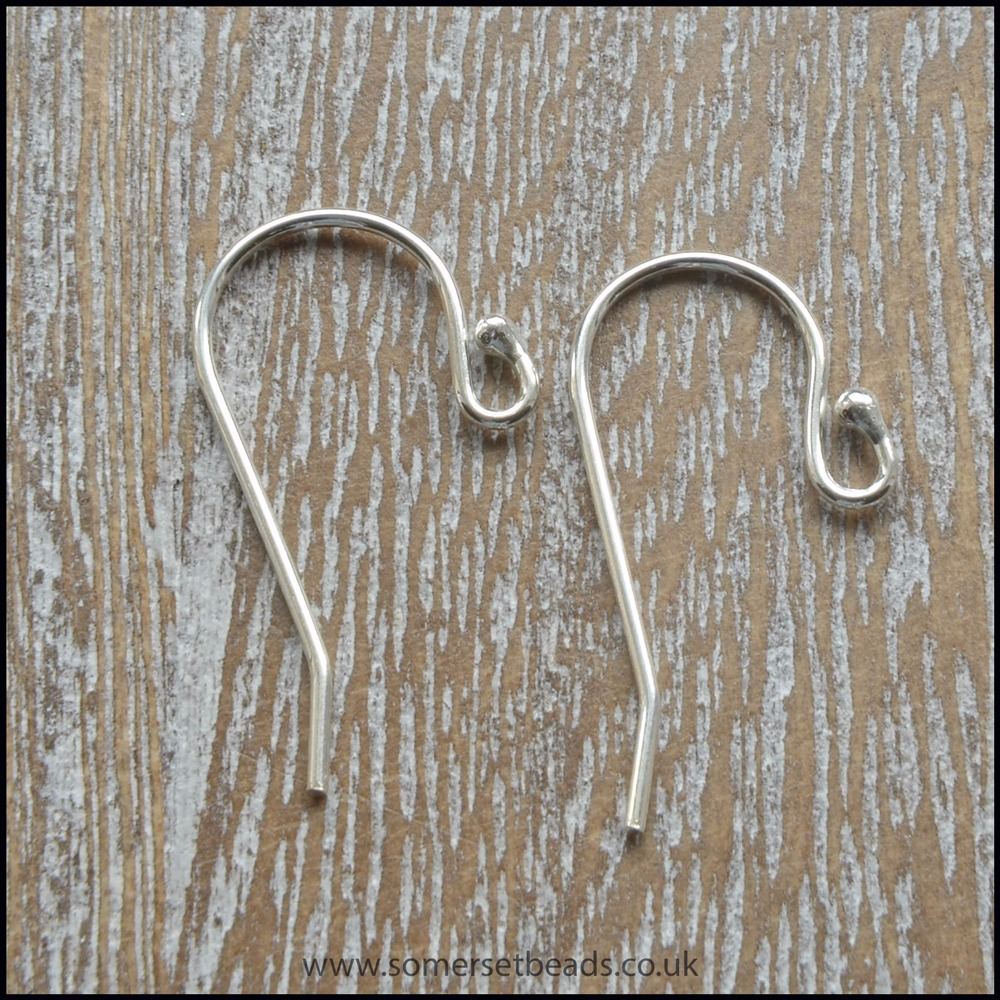 Sterling Silver 925 Earring Hooks With Bead 20mm