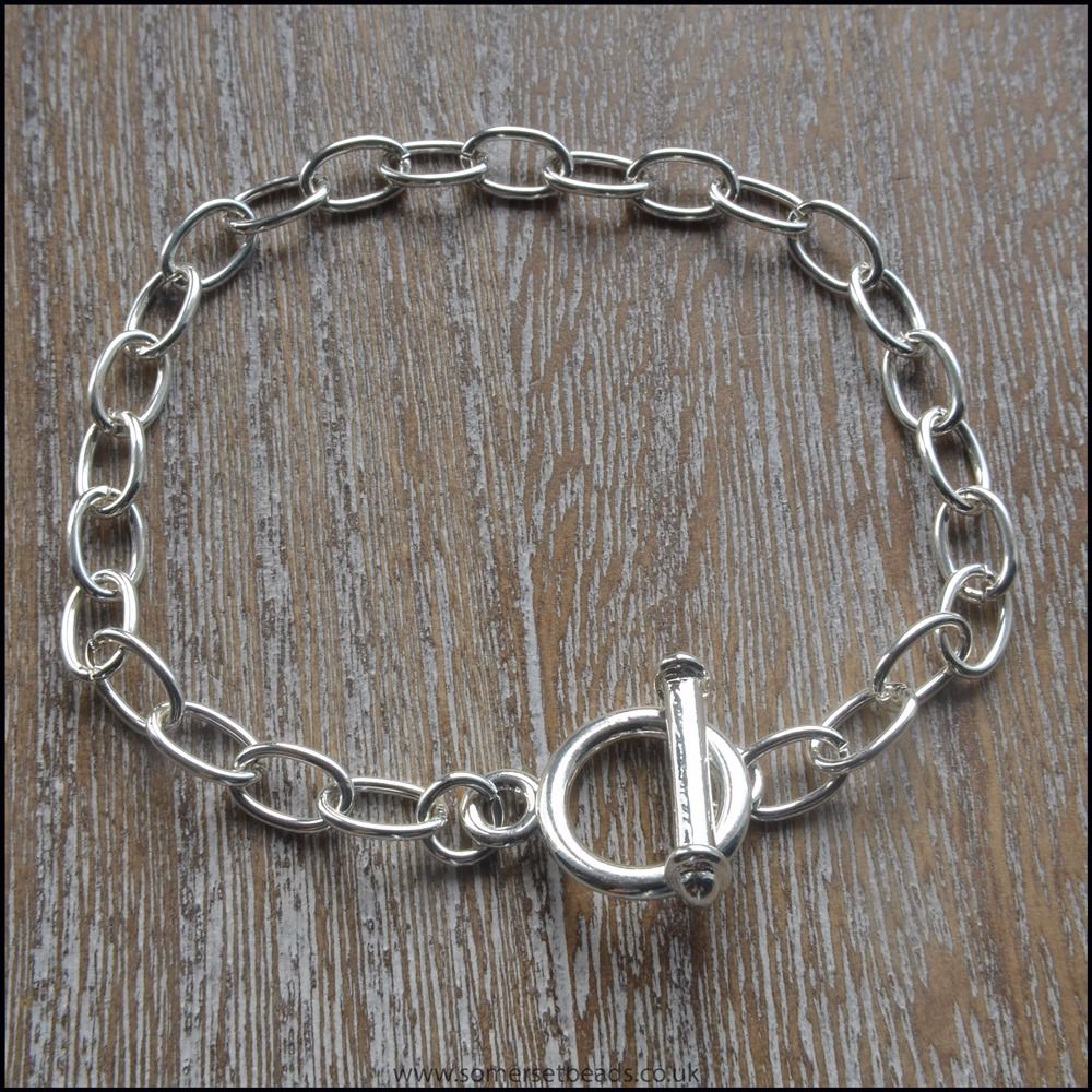 Silver Plated Large Link Charm Bracelet
