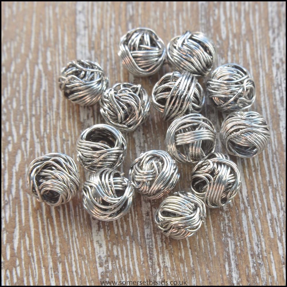 6mm Silver Wire Wrapped Beads