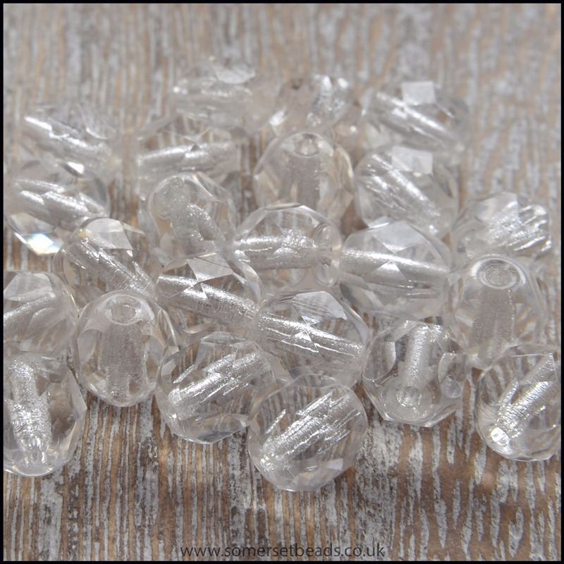 Czech Glass Faceted Fire Polished Beads 6mm - Clear