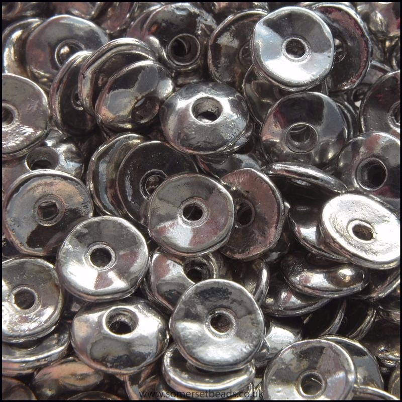 7mm Silver Coloured Metal Disc Spacer Beads