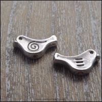 Silver Tone Spacer Bird Shaped Beads