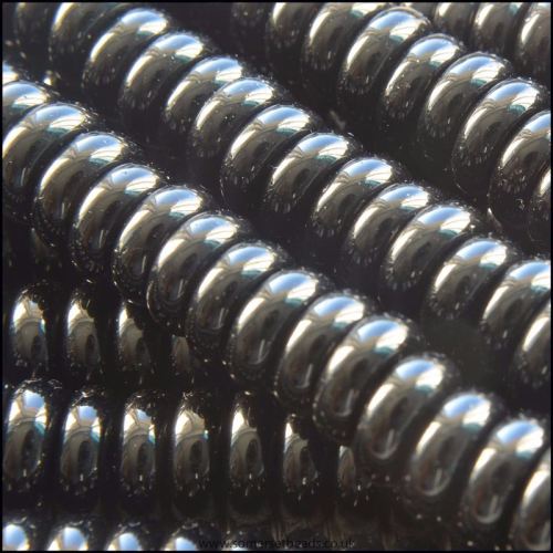 Black Glass Flat Round Disc Beads 8mm
