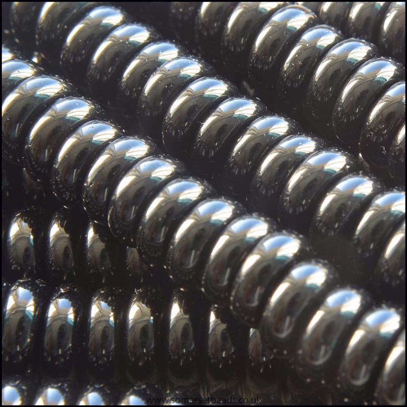 8mm Black Glass Disc Beads