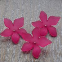 Fuchsia Pink Lucite Flower Beads 29mm x 27mm Pk 10