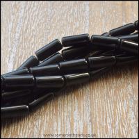 Black Glass Tube Beads 10mm x 4mm