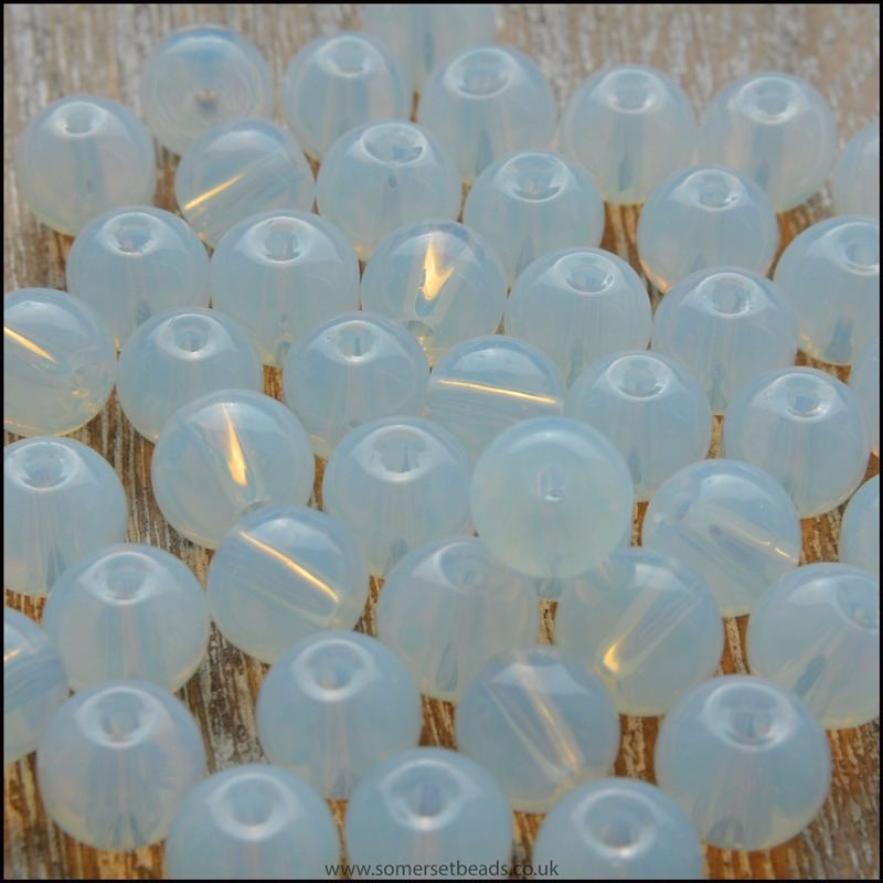 6mm Round Glass Opal Beads.