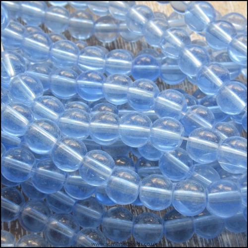 6mm blue glass plain round beads for jewellery making