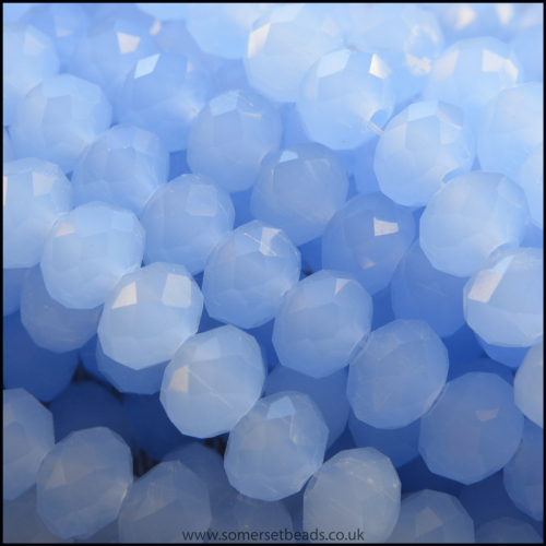 6mm x 4mm cornflower blue opaque faceted glass crystal rondelle beads 