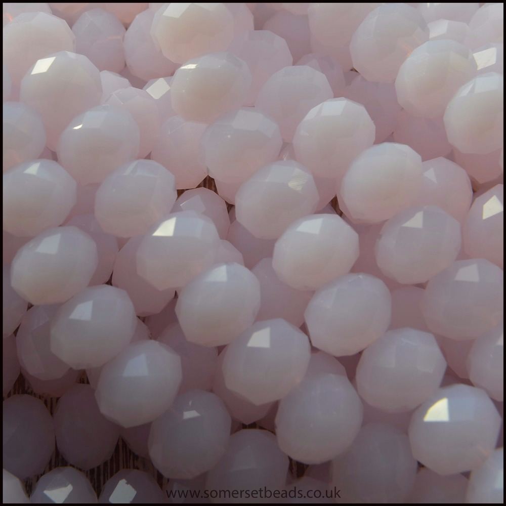 Opaque Faceted Glass Crystal Rondelle Beads Pink 6mm x 4mm
