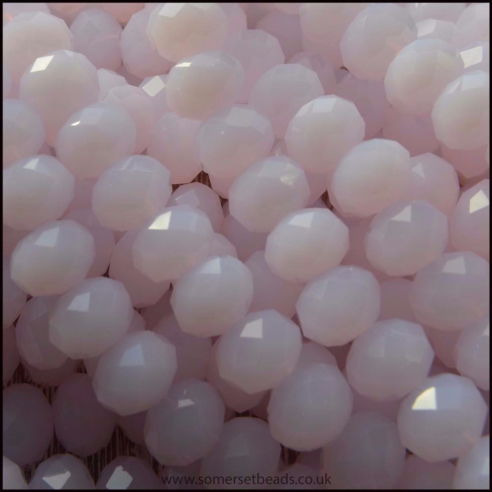 Opaque Faceted Glass Crystal Rondelle Beads Pink 8mm x 6mm