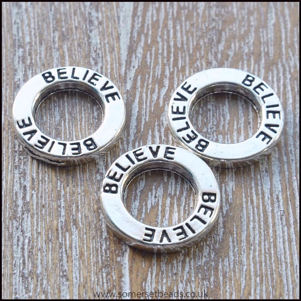 Silver Inspirational Believe Link Rings