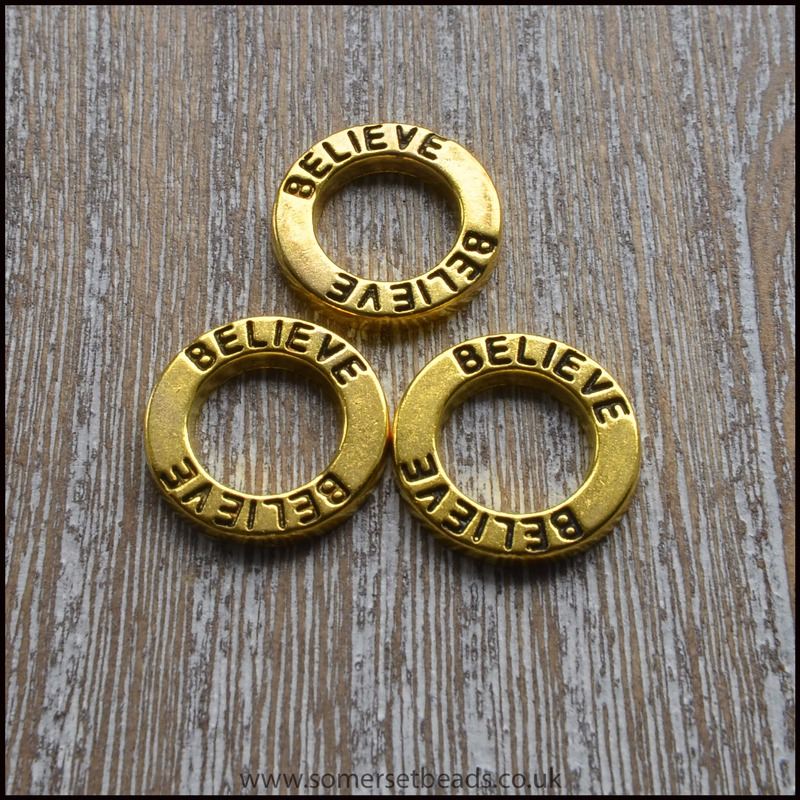 Gold Inspirational Believe Link Rings