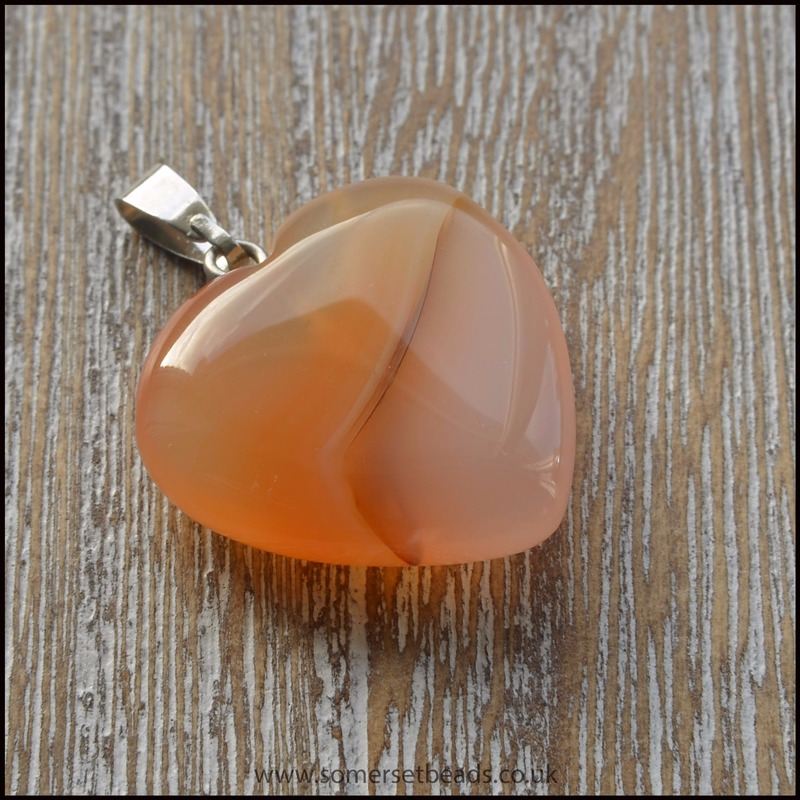 carnelian semi precious gemstone heart pendant