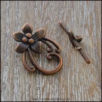 Copper Flower Toggle Clasps