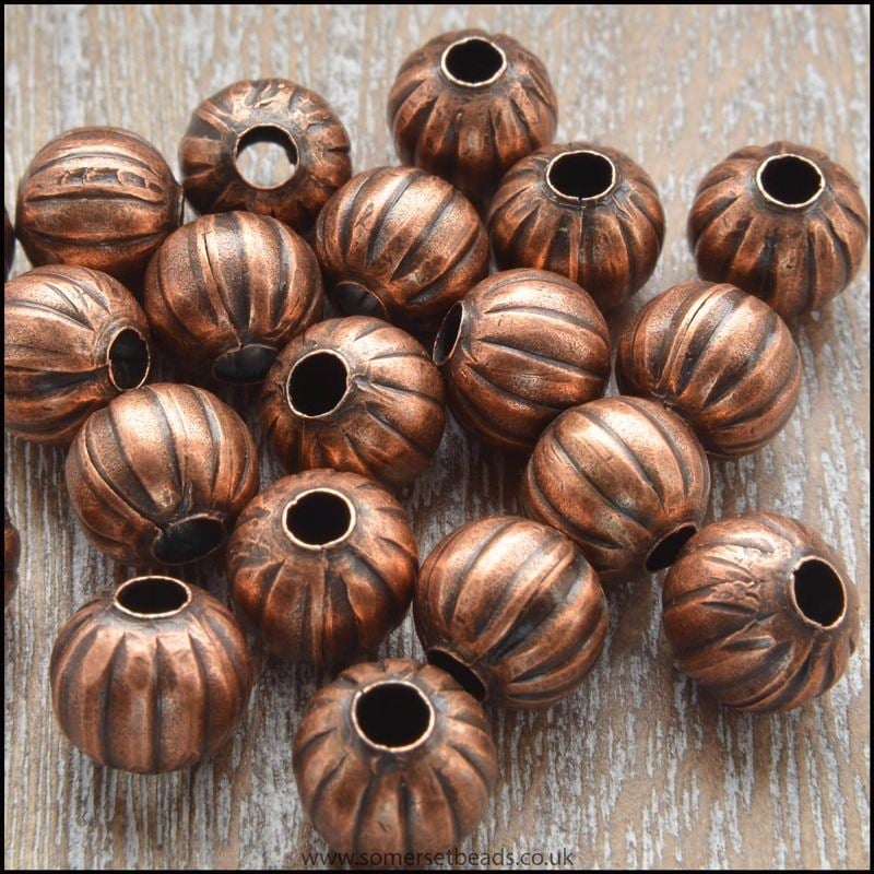8mm copper pumpkin hollow spacer beads