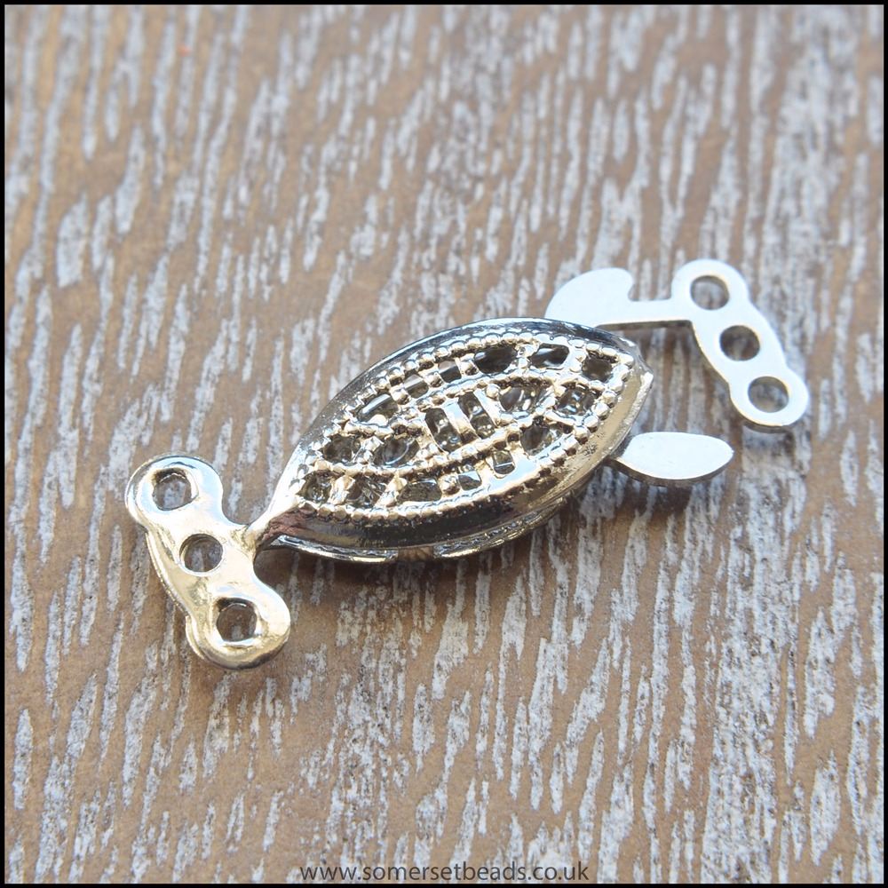 Fancy Silver 3 String Fish Hook Style Box Clasps