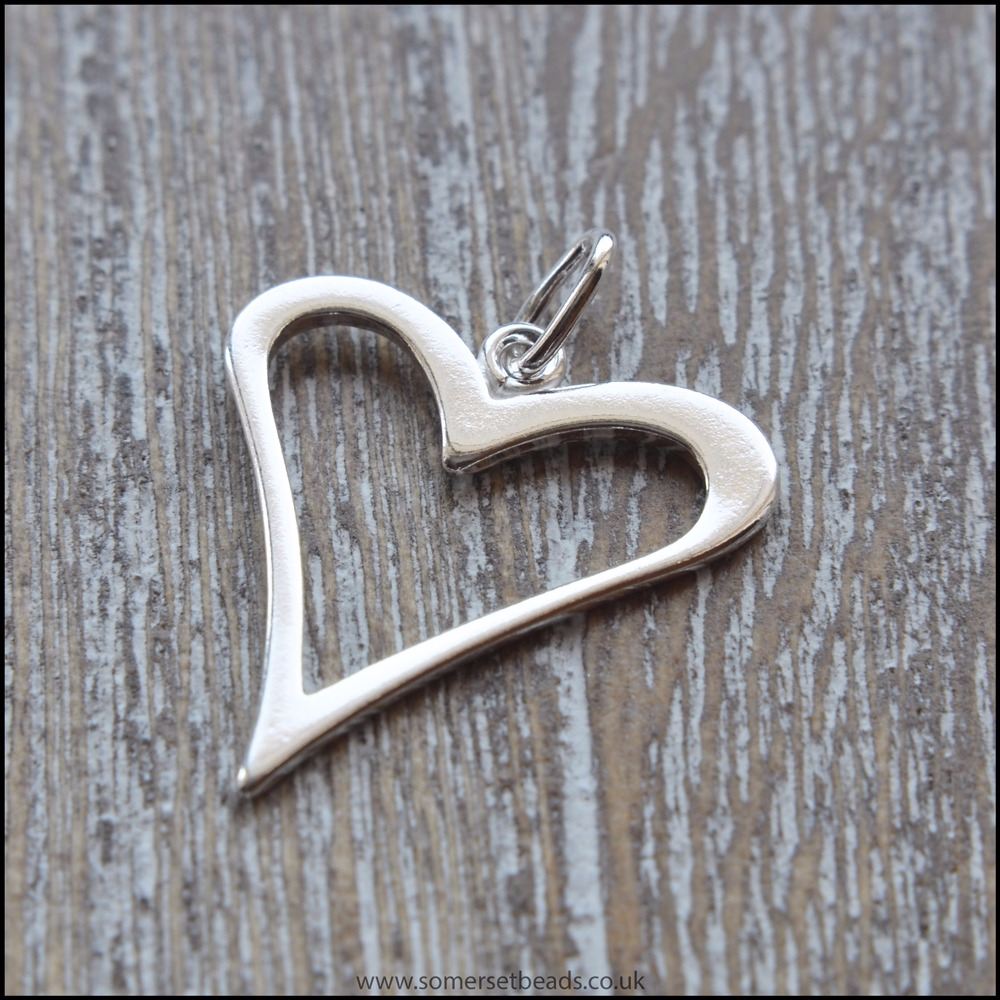 Sterling Silver Open Heart Charm - Large