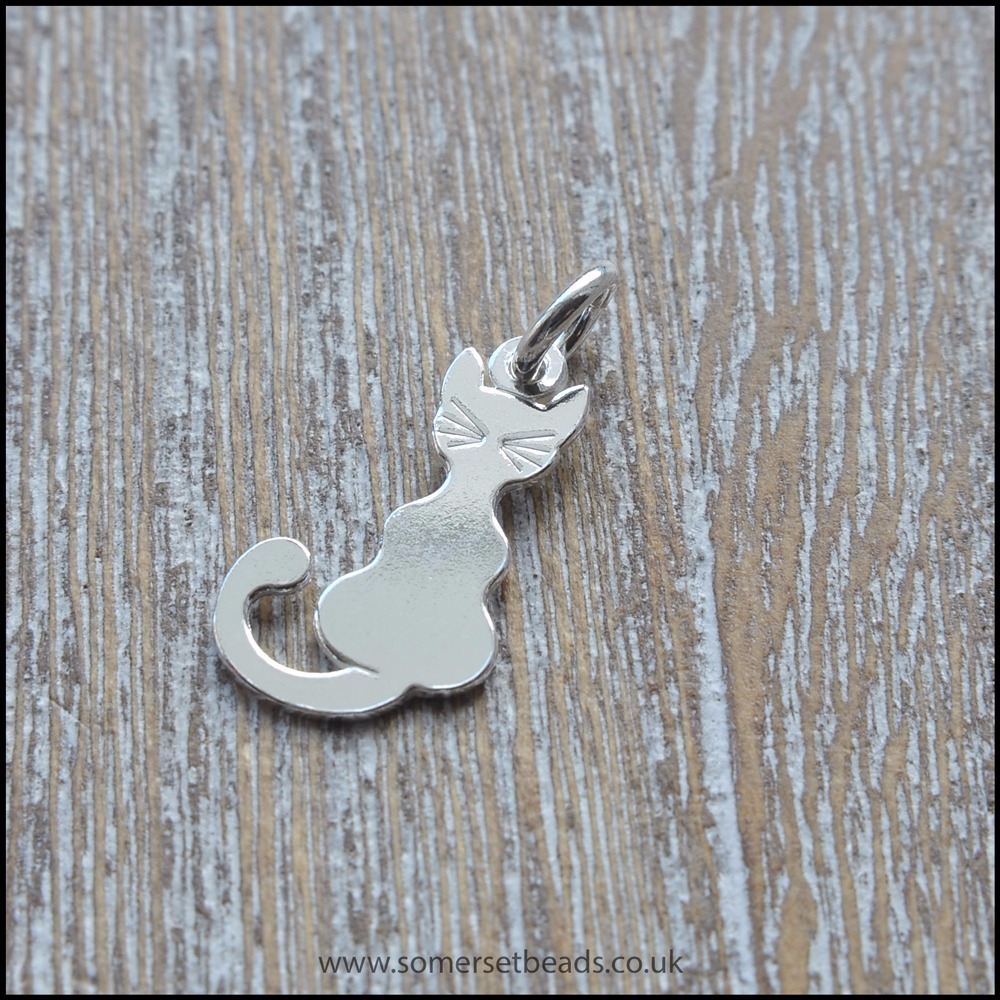 Sterling Silver Cat Charm - 20mm
