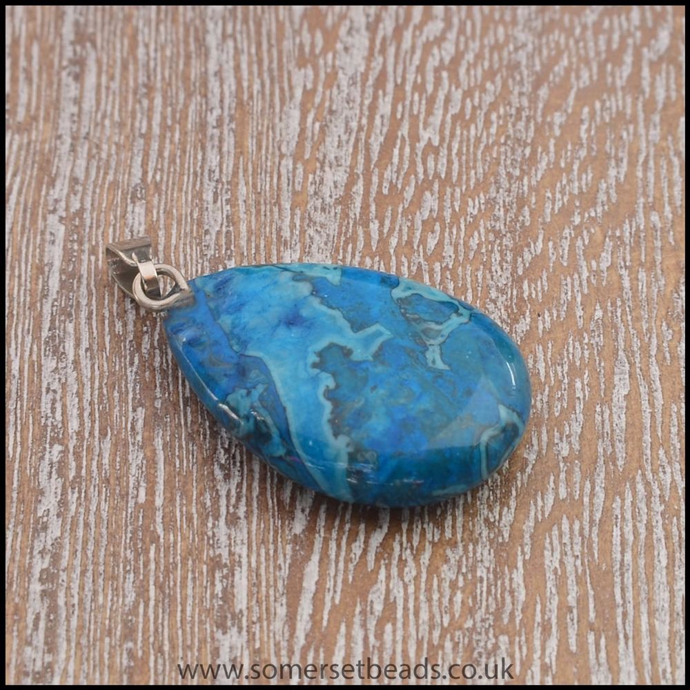 Turquoise Jasper Teardrop Semi Precious Gemstone Pendant