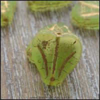 Czech Glass Lily Flower Beads - Apple Green