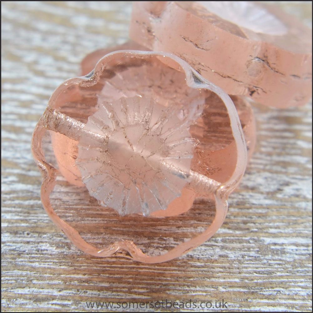 Czech Glass Table Cut Flower Beads - Rose Water