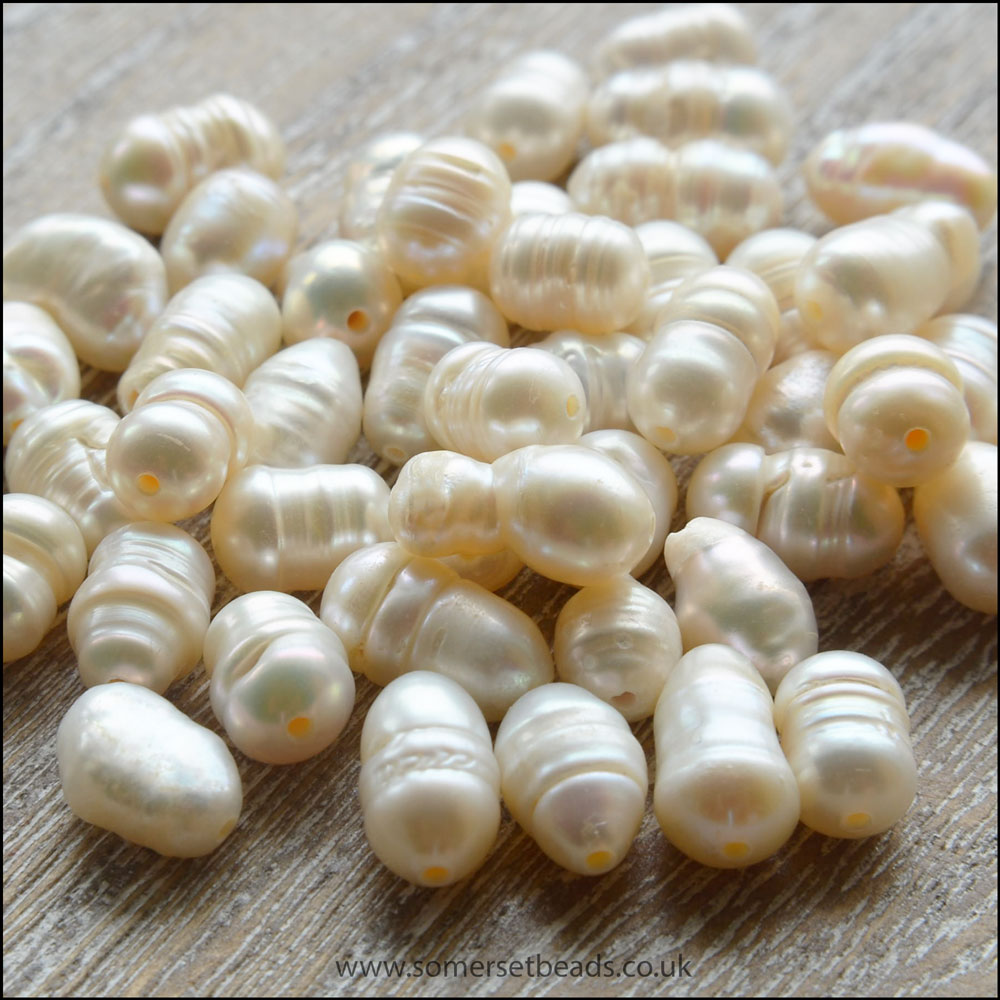 Irregular Freshwater Baroque Rice Pearls 6-7mm