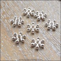 8mm Silver Snowflake Spacer Beads
