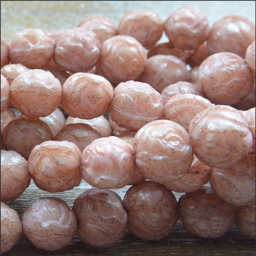 Czech Glass Rosebud Beads - Antique Pink